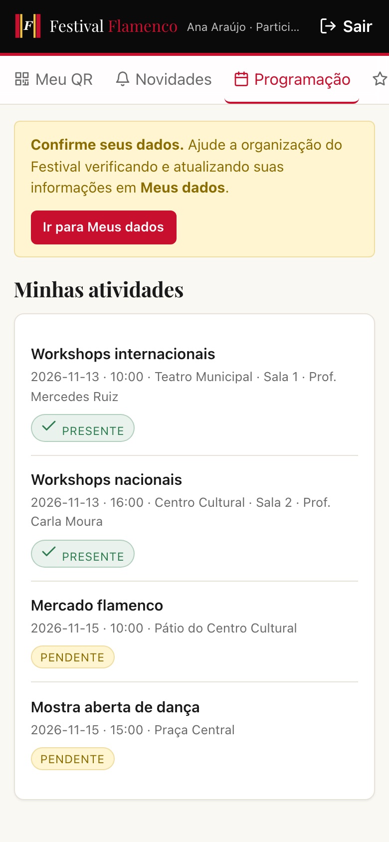 Actividades contratadas y asistencia