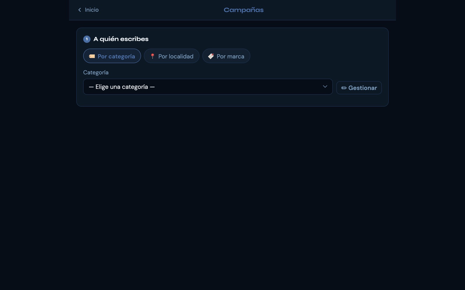 Campañas por categoría, localidad o marca